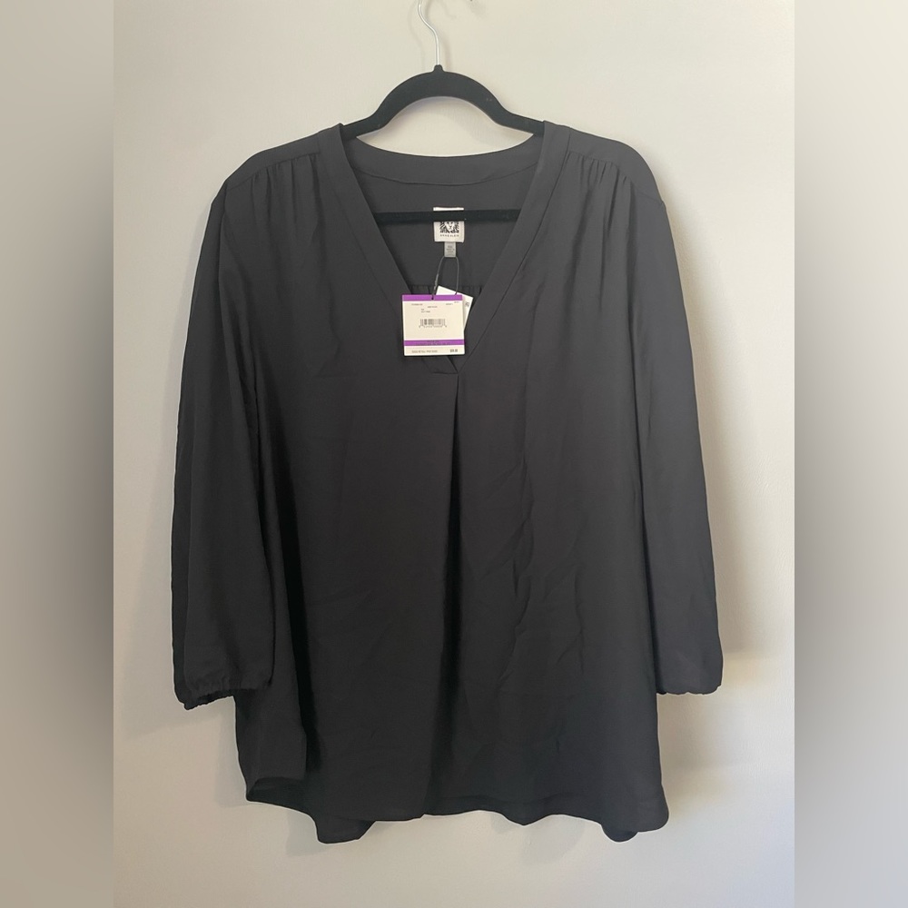 Anne Klein Black Blouse Size XXL